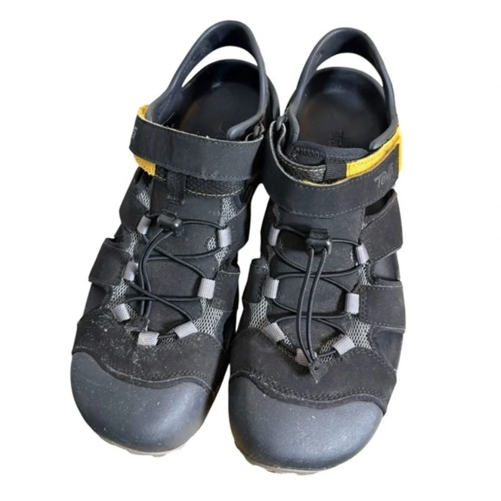Teva Flintwood Mens 12 Pre-Owned Hiking Water Shoes Black Yellow 1118941 Sandals
